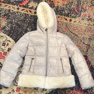 Michael Kors Stylish Puffer Jacket with Faux Fur Trim